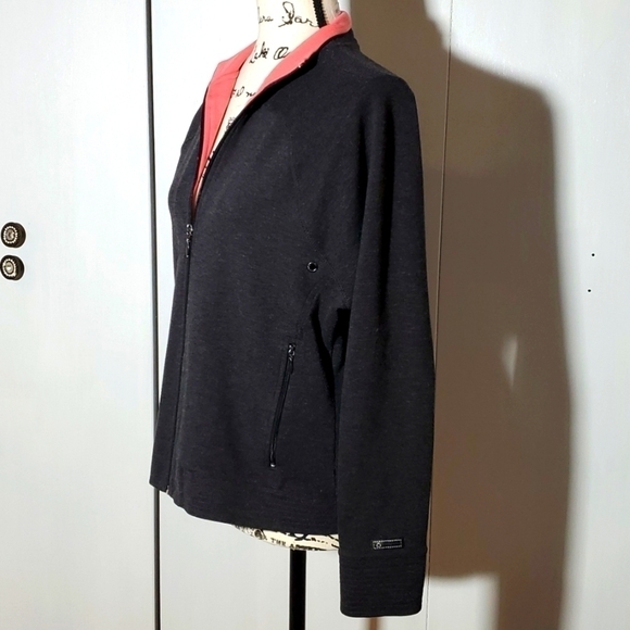 Liz Claiborne- Women's Dark Gray & Pink Lightweight Coat Jacket Sz.Medium - Picture 2 of 5